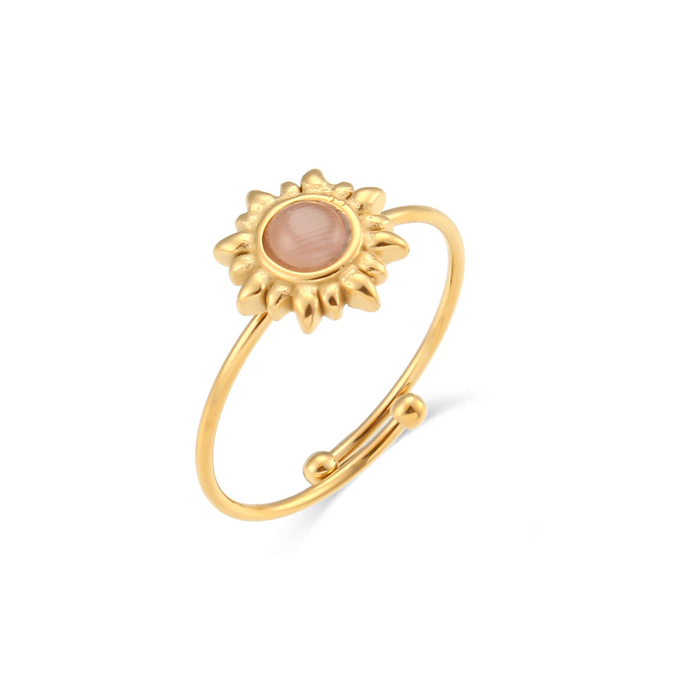 Adaleigh Celestial Sun Ring - Pink Cat's Eye [6EEPNA7R]