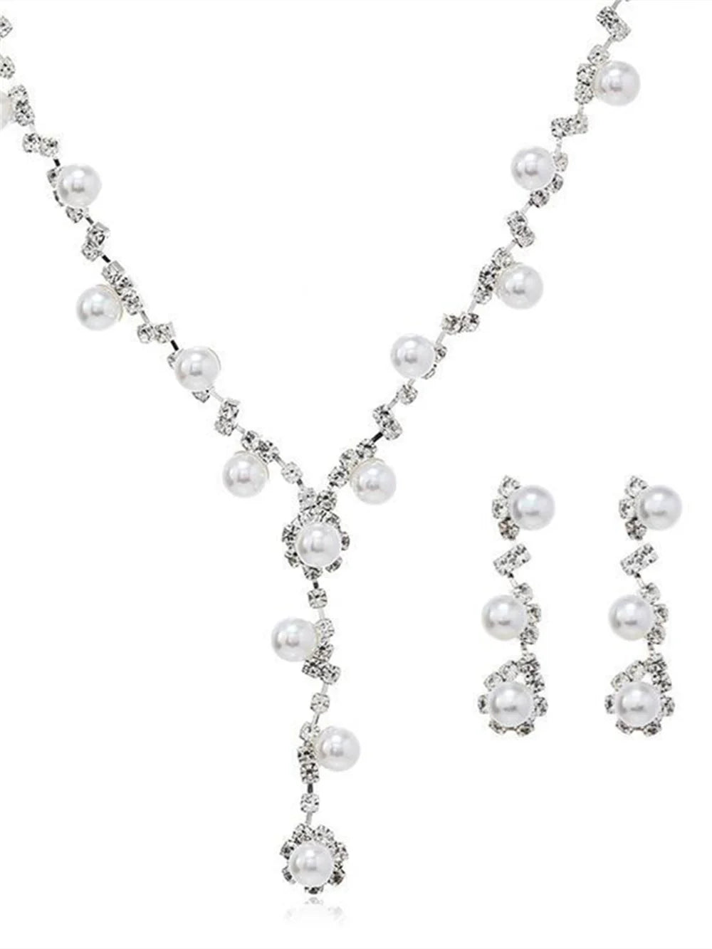 Analiyah Pearl Tassel Necklace Set - Necklace + Earrings (Set)