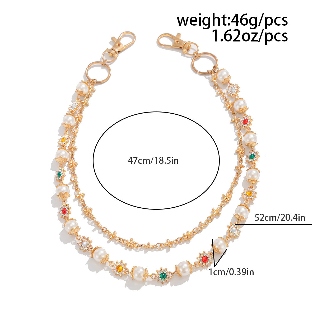 Laramie Pearl Floret Pants Chain - Gold Style B No Pendant [QQIIGBNG]