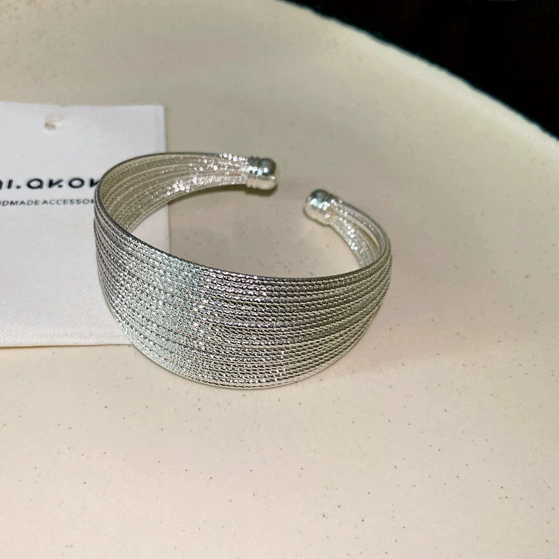 Amara Wide Statement Bracelet - Silver