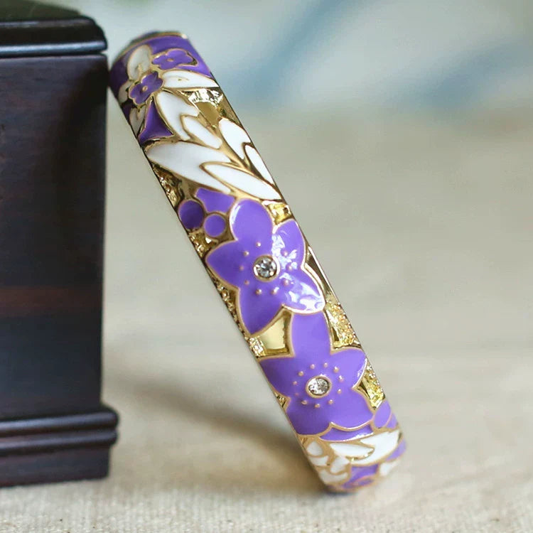 Alicen CloisonnŽ Floral Bangle - Purple
