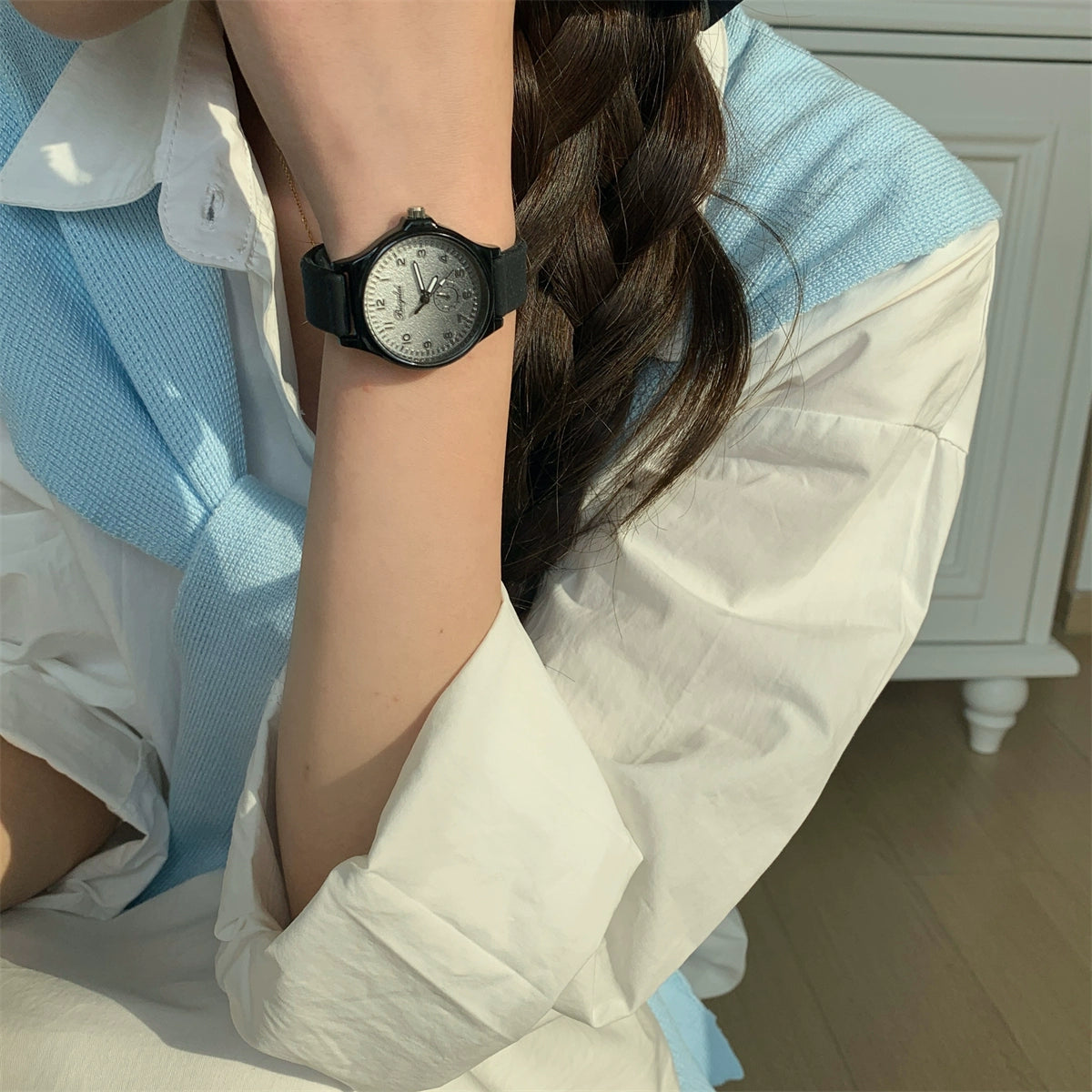 Jaylie Luxe Square Dial Watch - Black (Baogelai Round Gradient Digital) [MDXV1OAA]