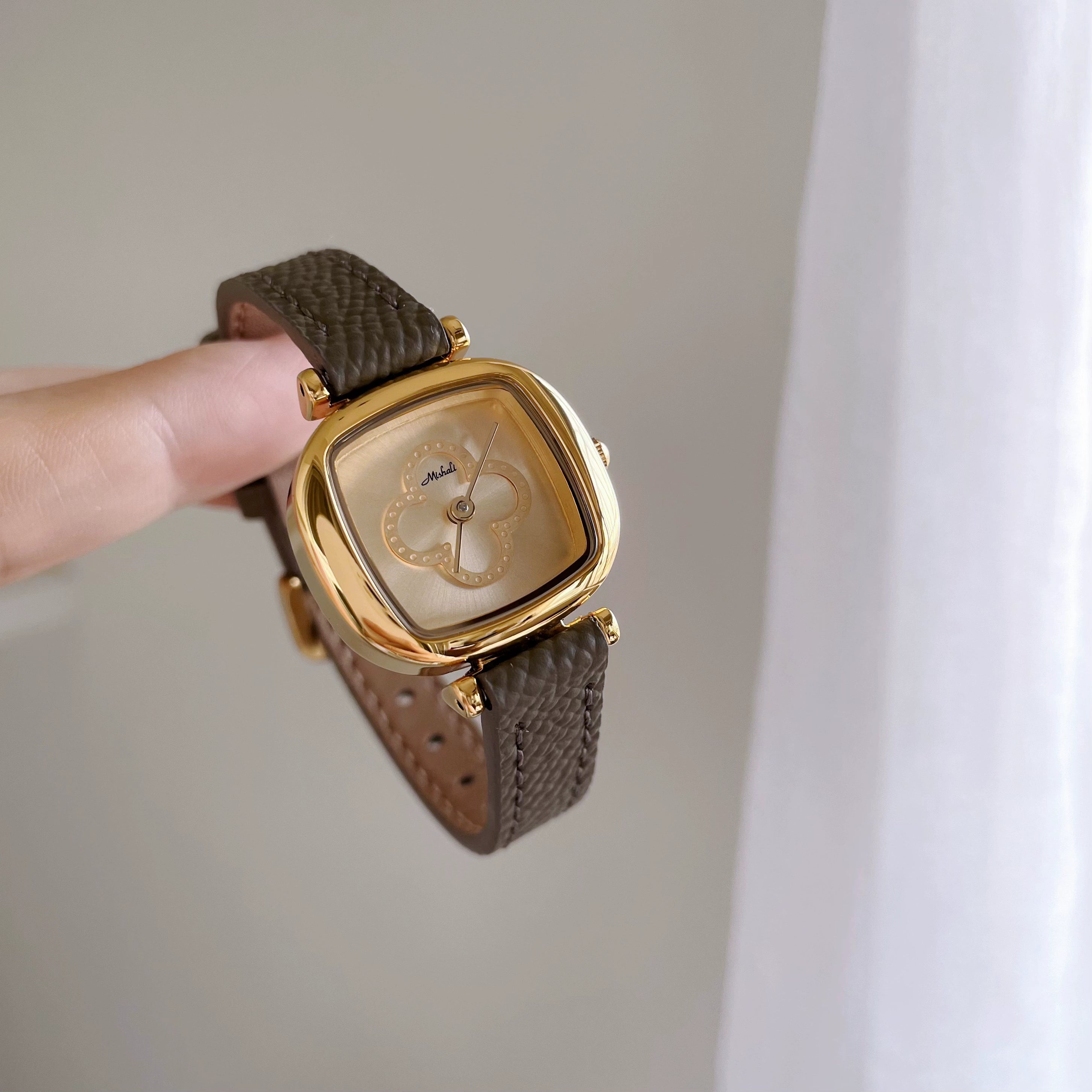 Joleen Leather Square Watch - Elephant Grey [N6YA2K6W]