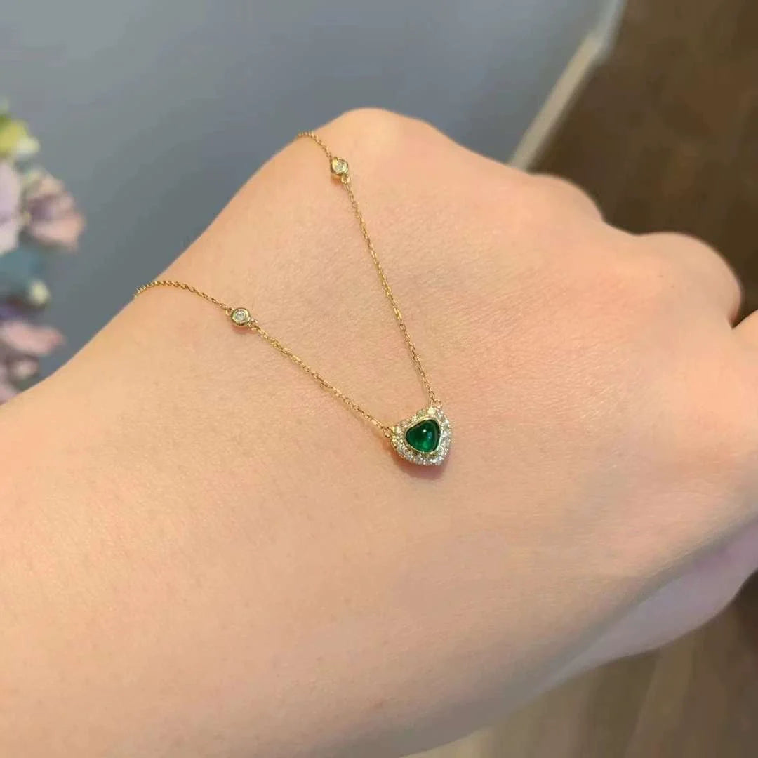 Chrissy Emerald Heart Necklace - Emerald Heart Necklace