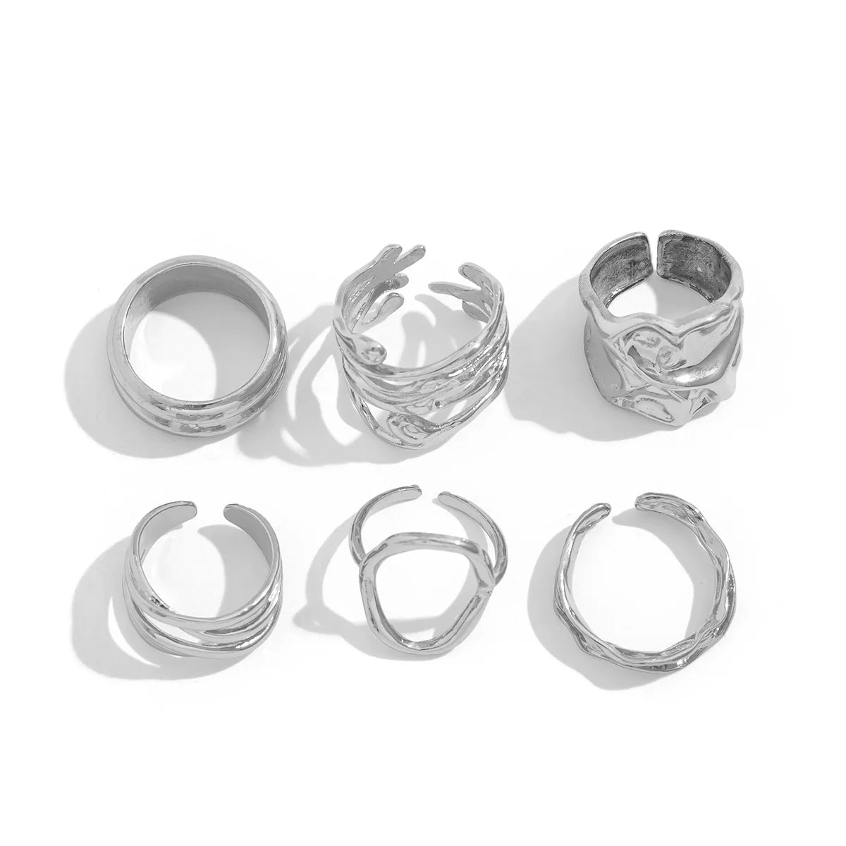 Nahomi Six-Piece Ring Set - Silver