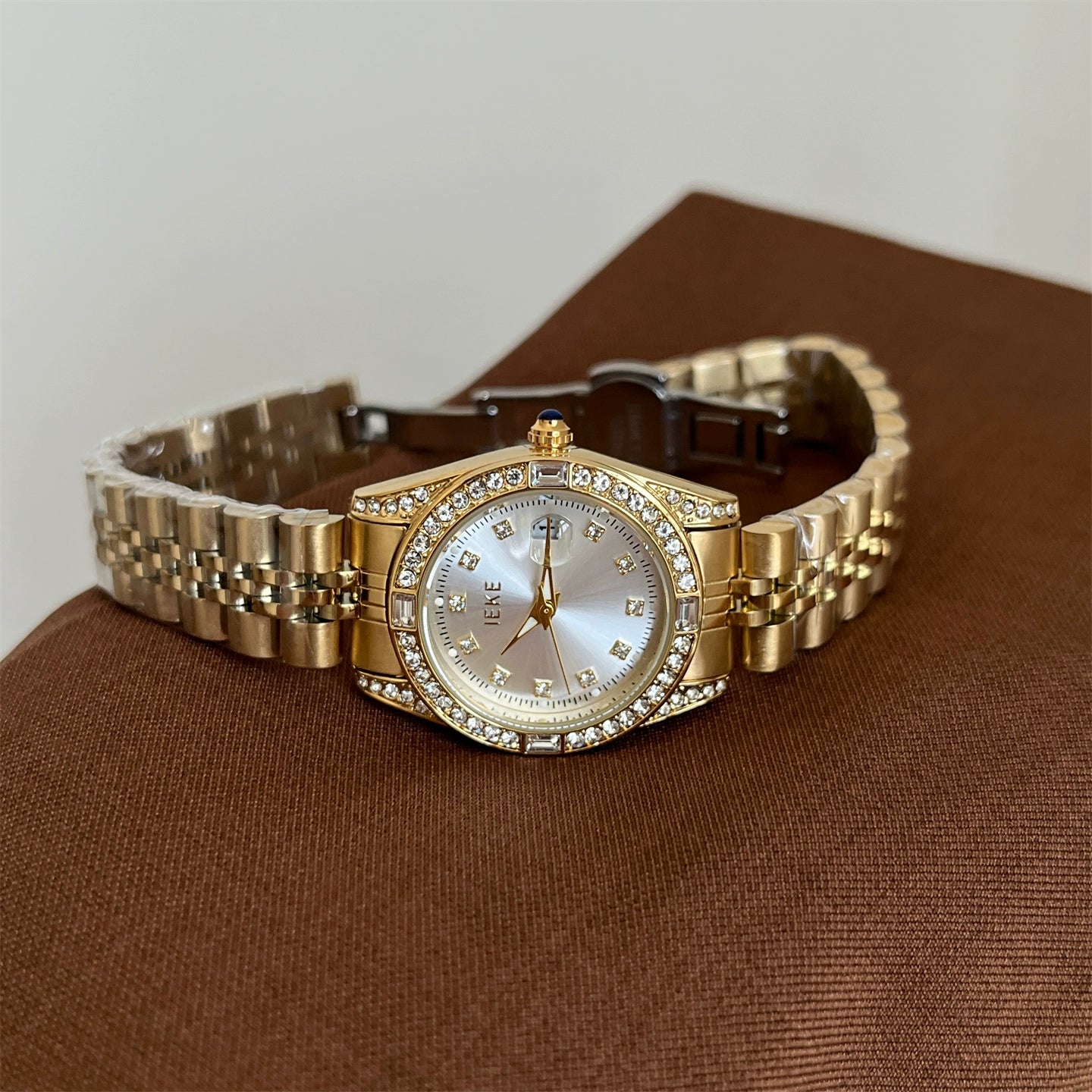 Jaslene Diamond Steel Watch - Gold Band, White Face [MLX34KTM]