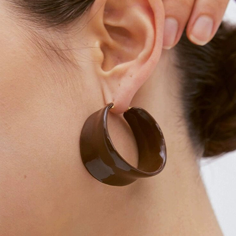 Eleonora Chocolate Enamel Hoops - Single Earring [JMMUAWGX]