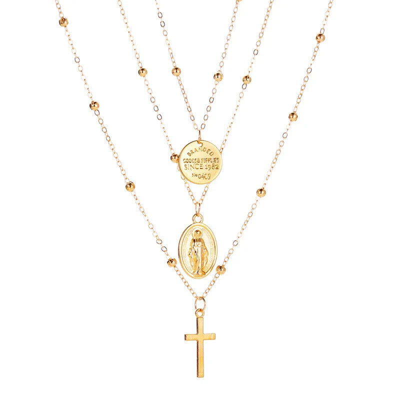Aitana Layered Cross Necklace - KC Gold 2