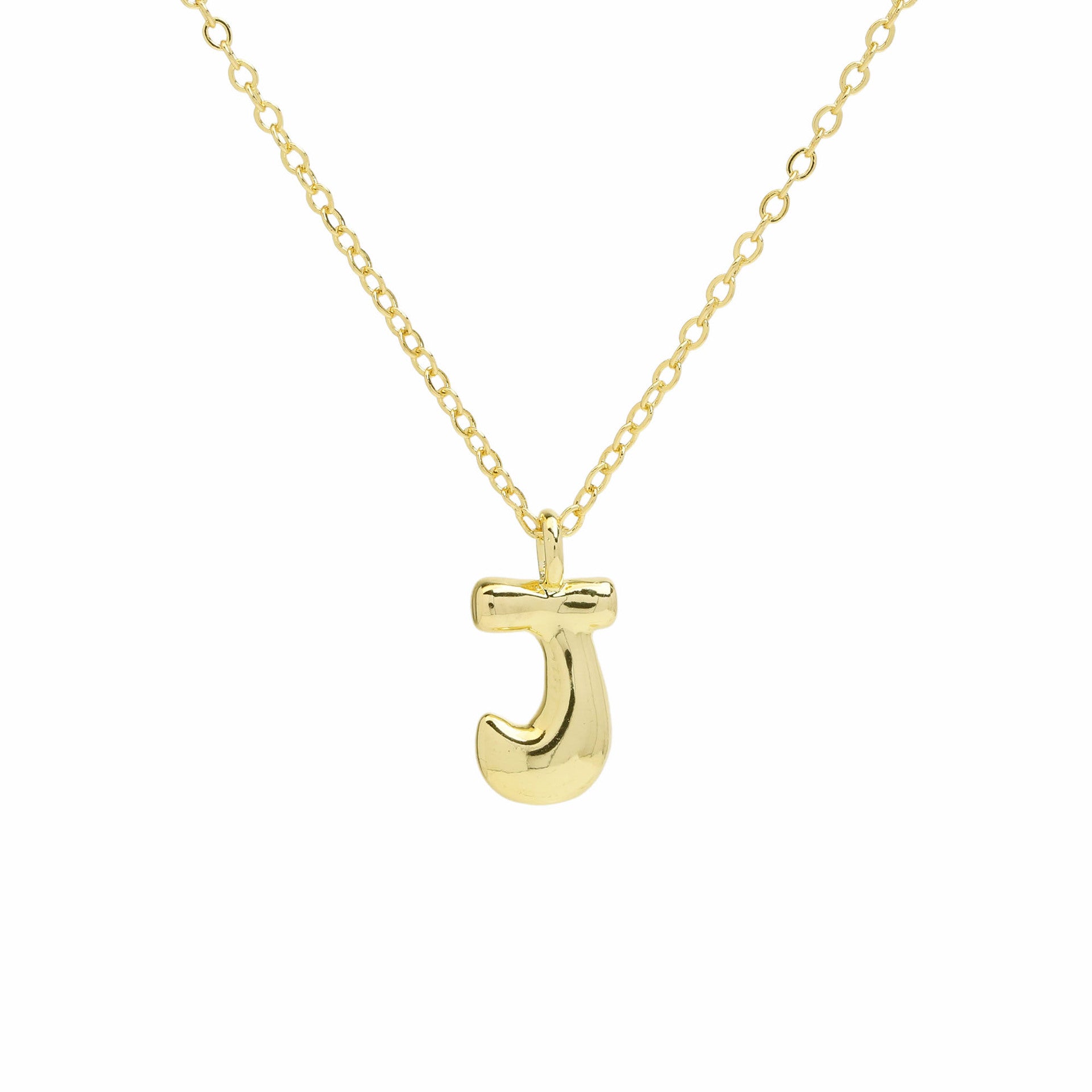 Vanya Gold Initial Bubble Necklace - Letter J [ATRFD80G]