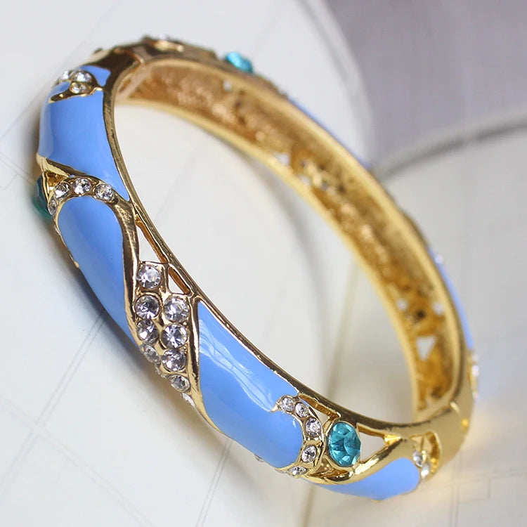Alainah CloisonnŽ Floral Bracelet - Lake Blue