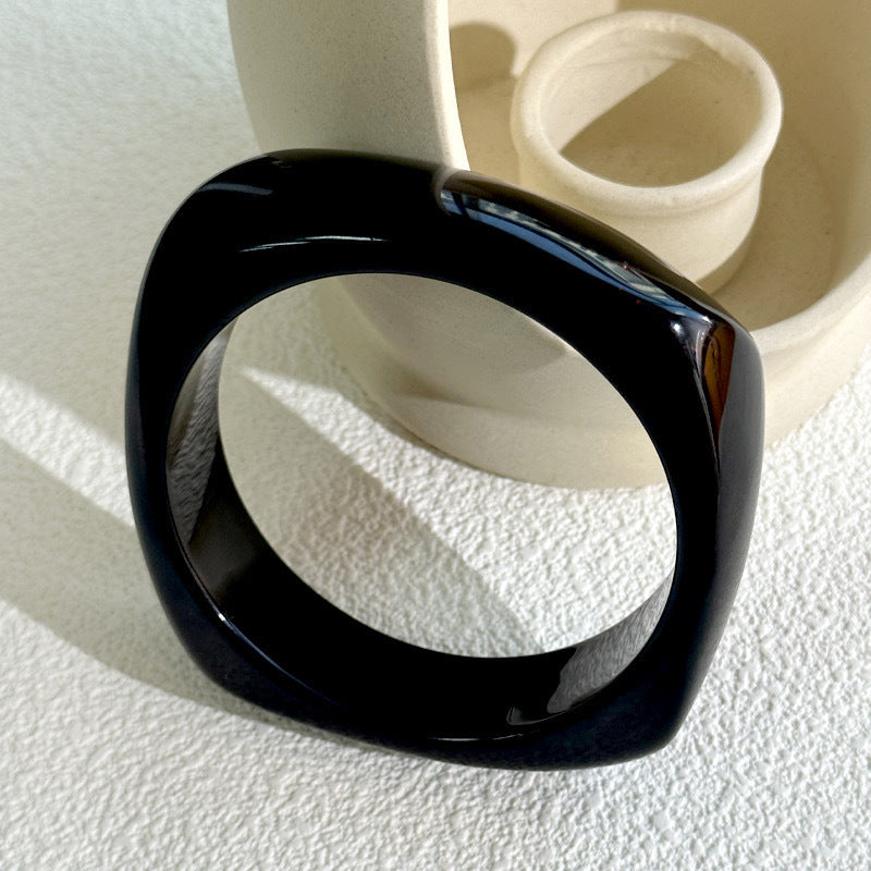 Francesca Marble Resin Bracelet - Square Black [A18PYK7D]
