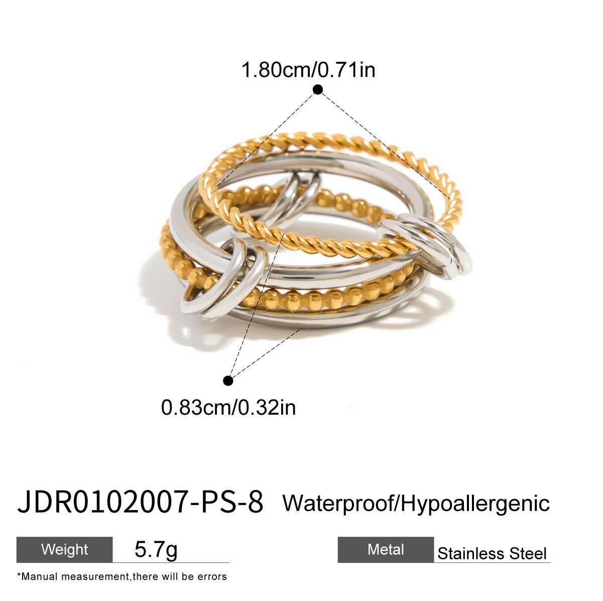 Dagny Stainless Steel Stackable Rings - JDR0102007-PS-8 [B882CHY4]