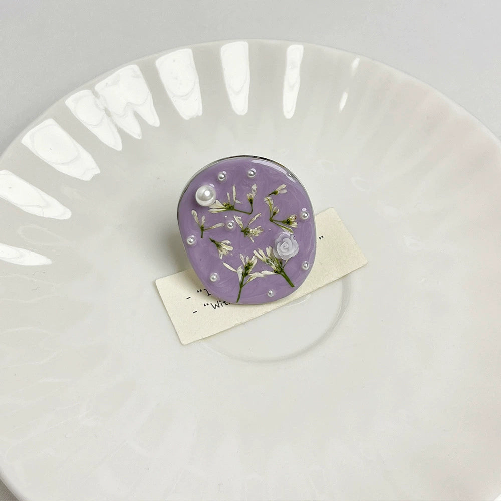 Zamya Chinoiserie Bloom Ring - Purple Dried Flower Ring [0C6RBUXQ]