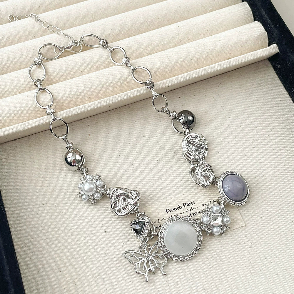Sitara Butterfly Cat's Eye Choker - Cat's Eye Stone Butterfly Necklace [HVS4GCG5]