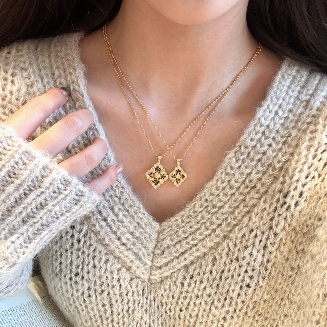 Aleyna Palace Clover Set - Large Tiger Eye Necklace [ZSMMOKHU]
