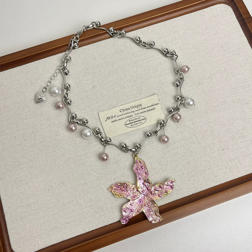 Hosanna Ocean Bloom Necklace - Starfish Flower Pendant Necklace [9KE1K18D]