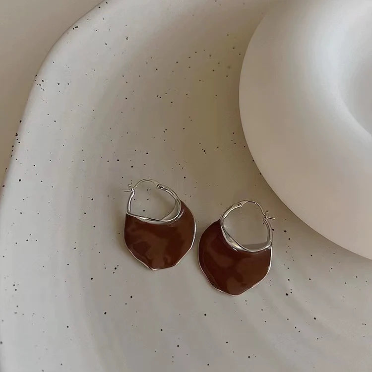 Lareen Sculpted Drip Earrings - Coffee