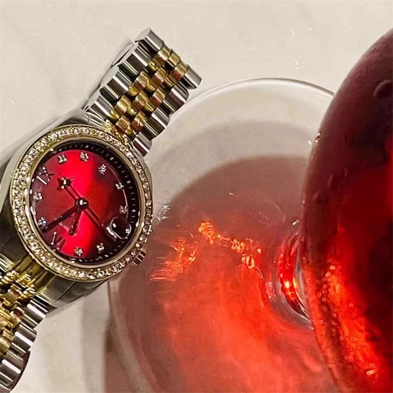 Rowan Elegant Stainless Steel Watch - Wine Red Empress [K73NWF69]