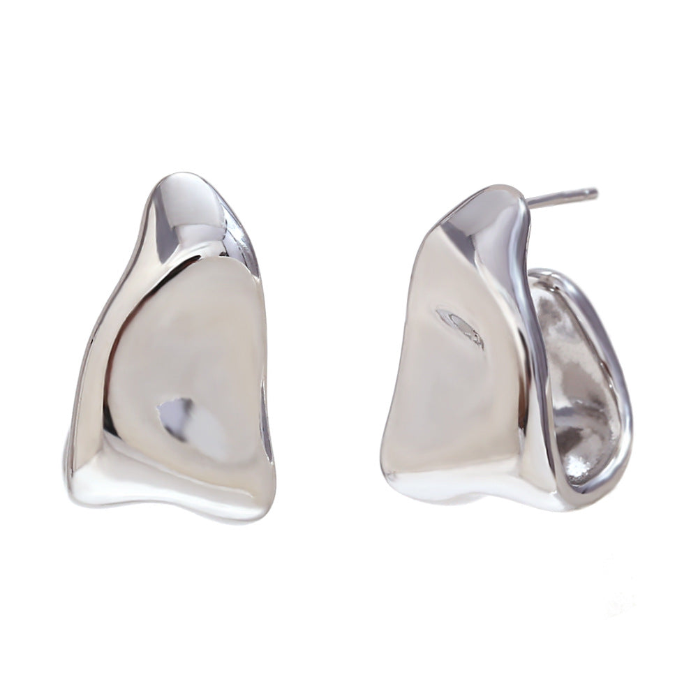 Galileah Asymmetric Foil Drop Earrings - Tinfoil Texture Irregular Ladder Earrings - Steel [O4HVPM3X]