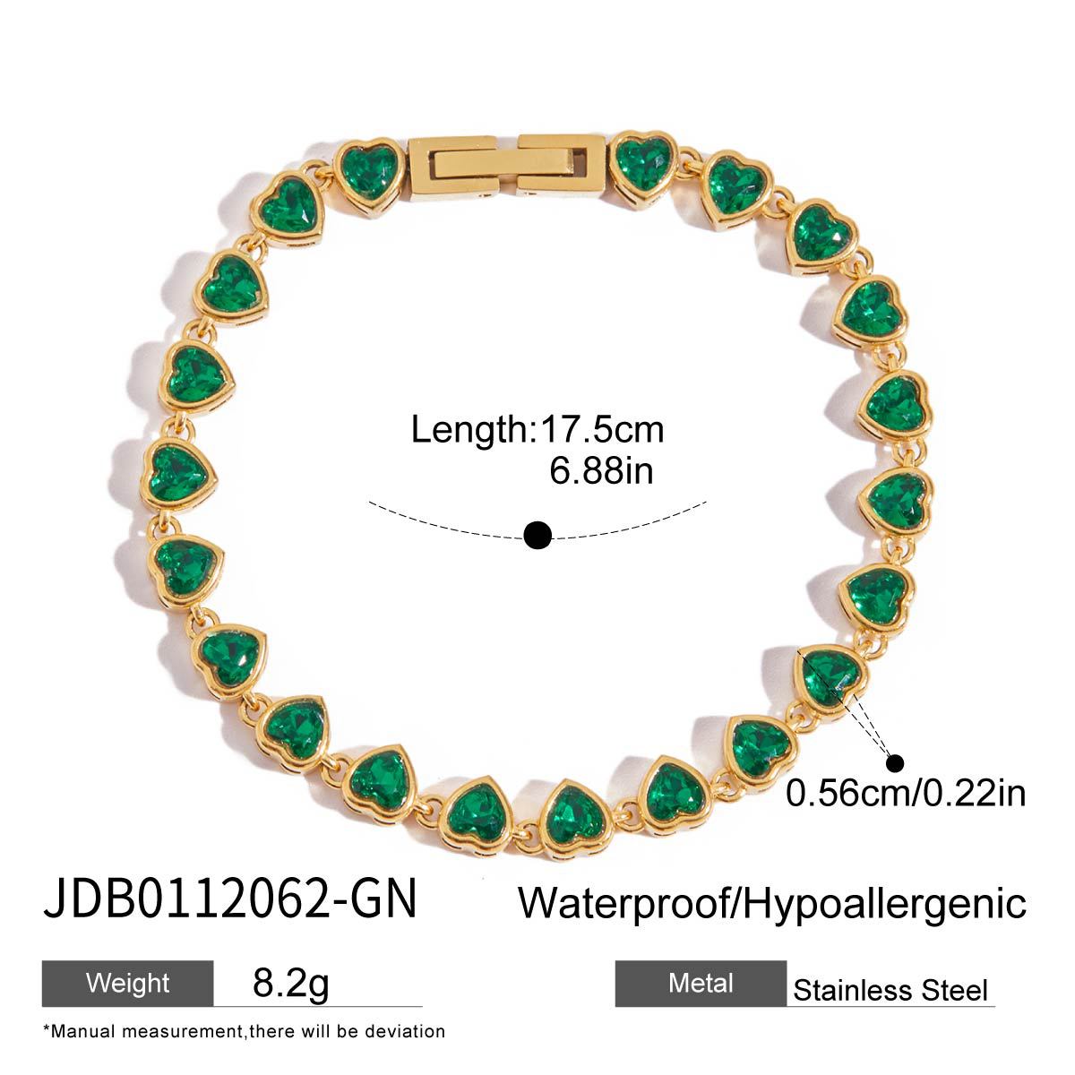 Rosita Zircon Heart Bracelet - JDB0112062-GN [P5NDI9PL]