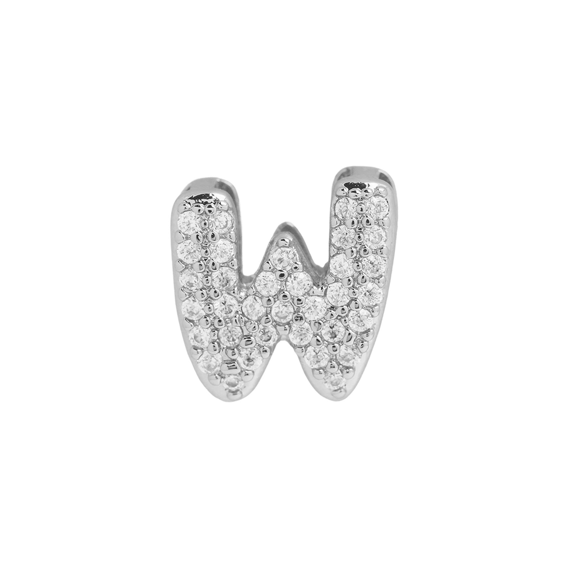 Rosalyn Bubble Letter Necklace - Silver Letter W Pendant [HYBWDWCF]