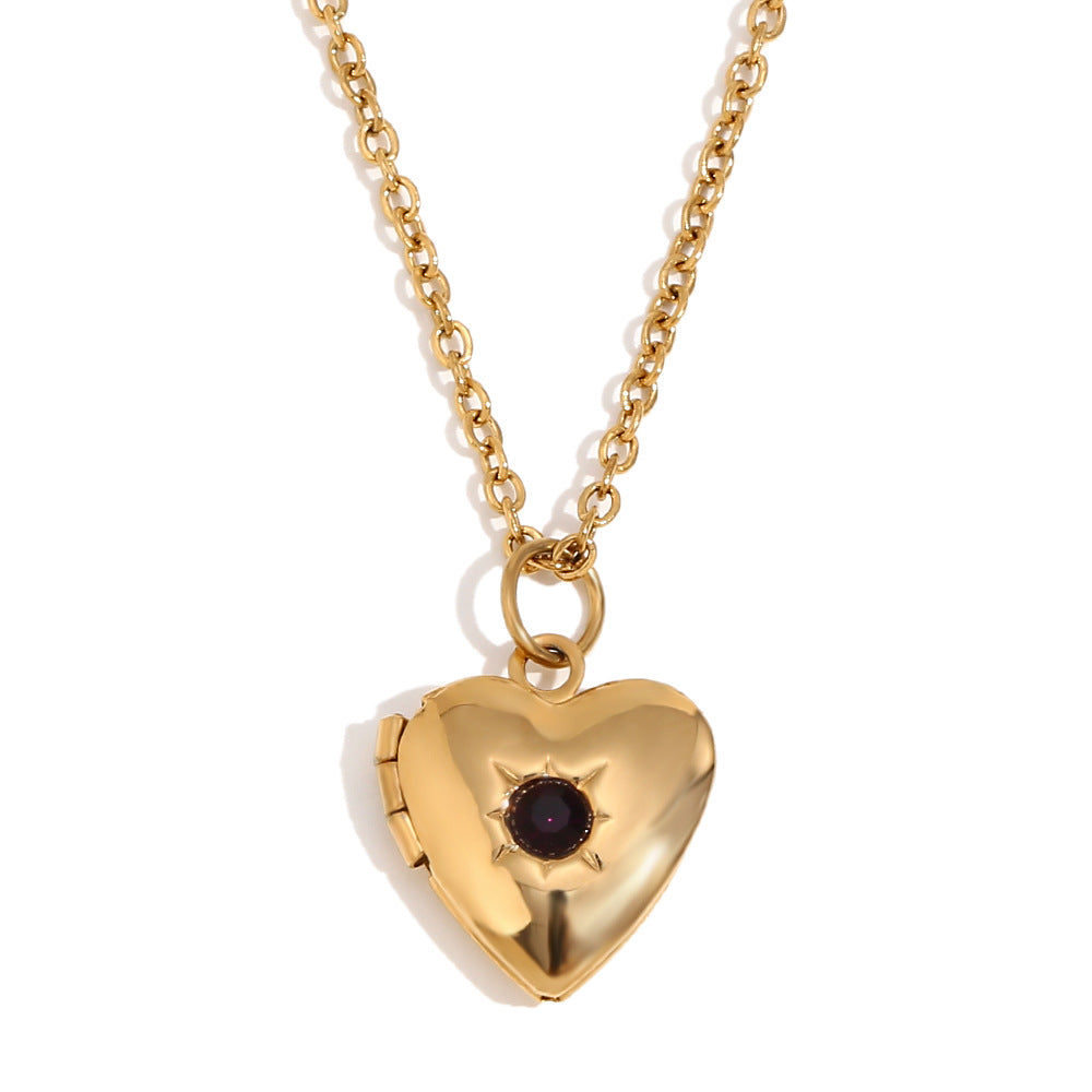 Zahara Birthstone Heart Locket - January Birthstone Locket - Deep Purple [7LXOXJP8]