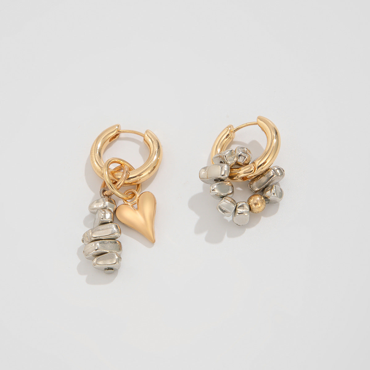 Calina Asymmetric Heart Earrings - Mixed Color [JAMLAAAP]