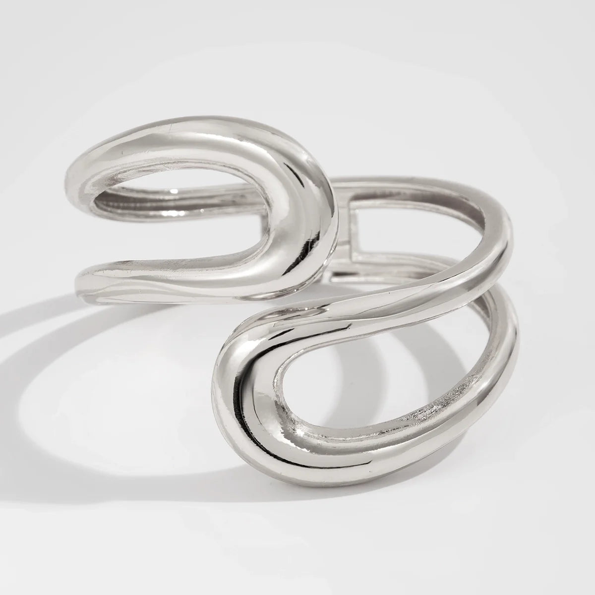 Beatriz Polished Double Cuff - Silver