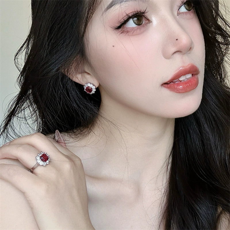 Kattleya Square Rose Set - Earring Style [8511SW6H]