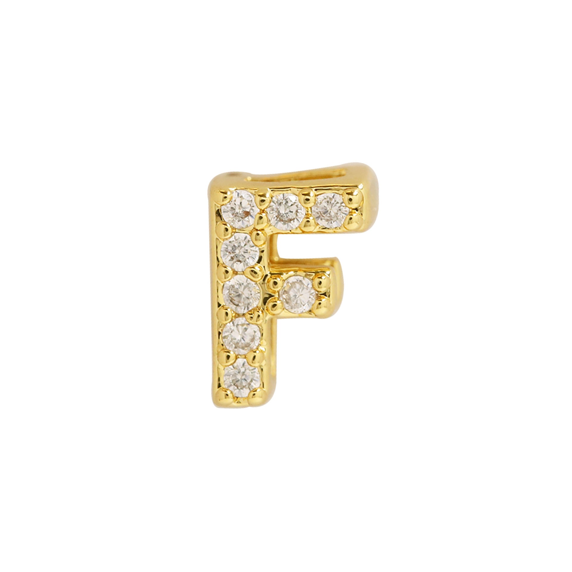 Leyna Gold Zircon Initial Necklace - F [BQT015MT]