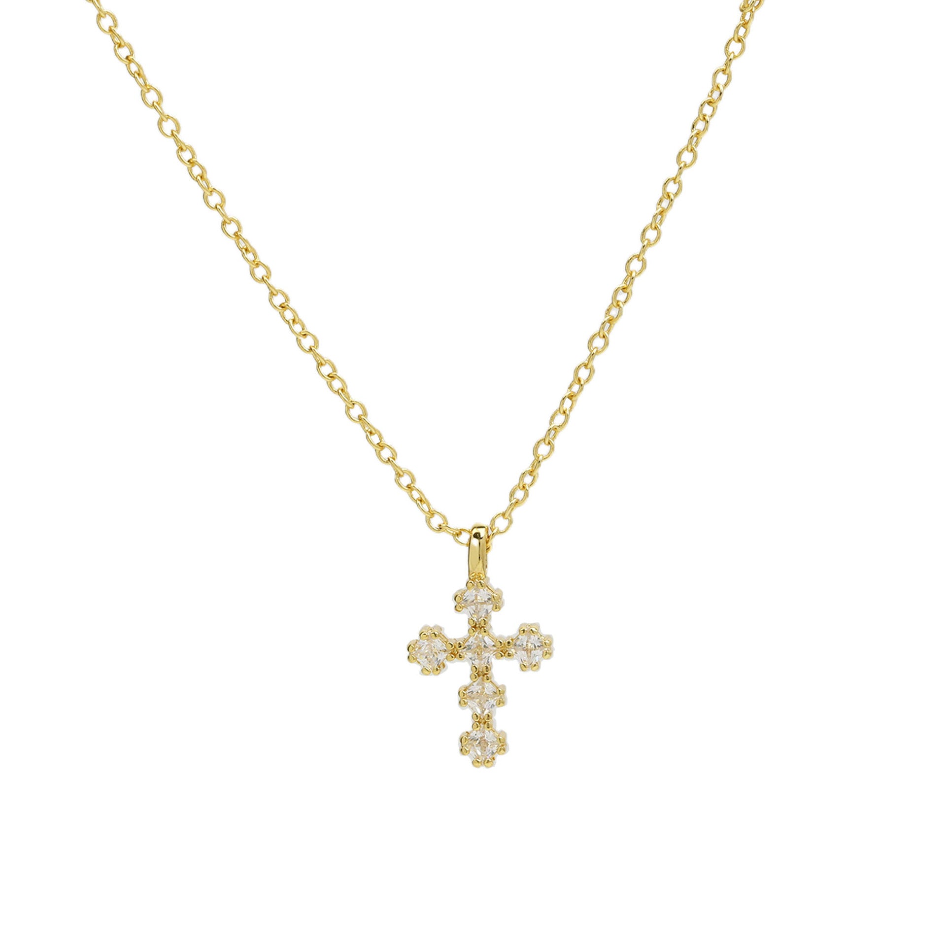 Parisa Zircon Birthstone Cross Necklace - April [KG8JKAGL]
