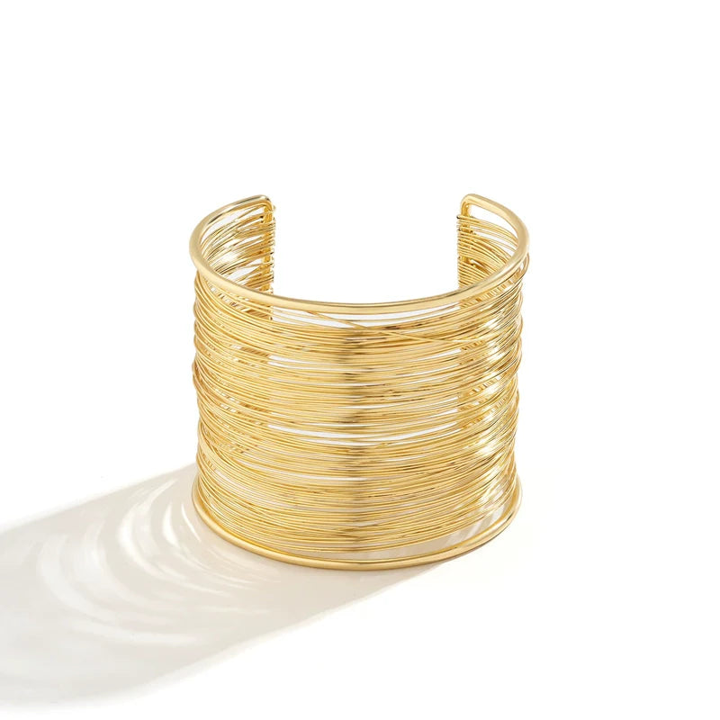 Zaliyah Wide Metal Cuff - Gold