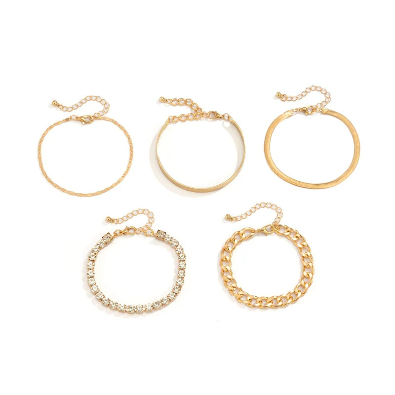 Meena Layered Sparkle Bracelet Set - Gold