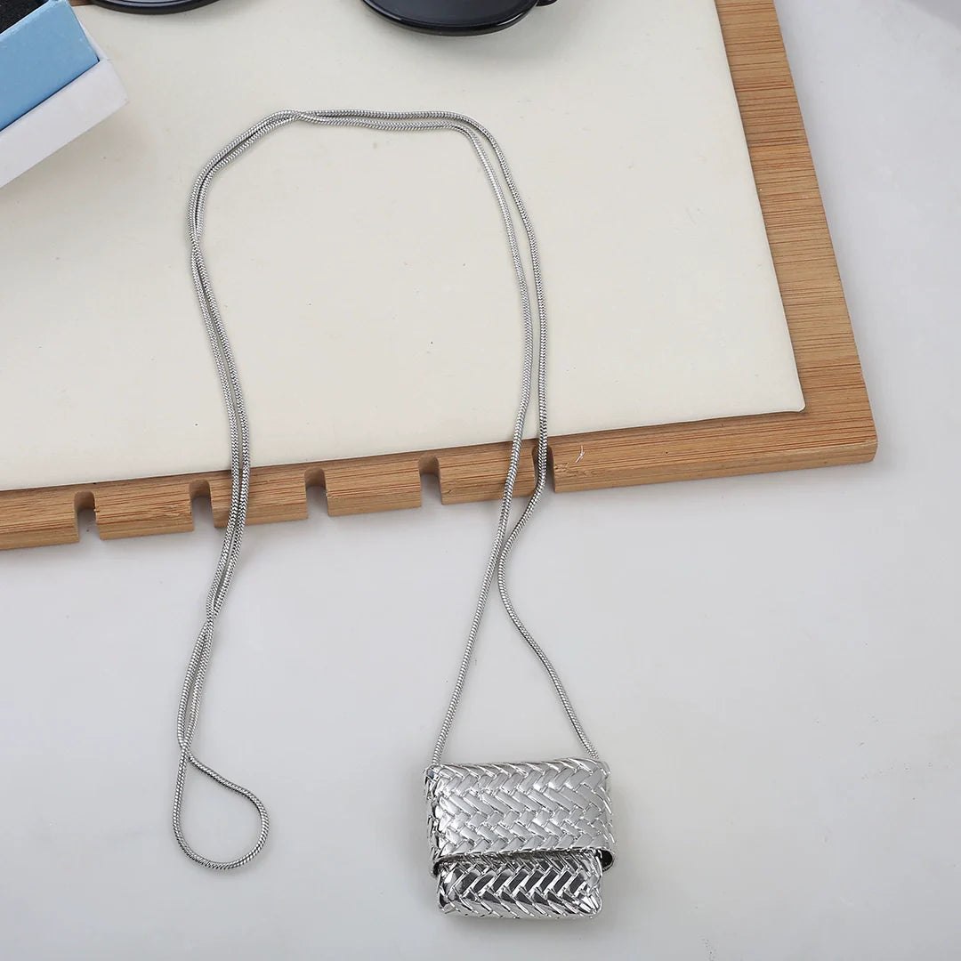 Ida Vintage Woven Necklace - Silver