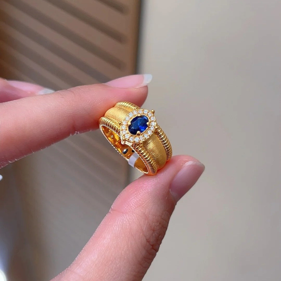 Suzanna Vintage Gemstone Ring - Blue Diamond [JZN39IMO]