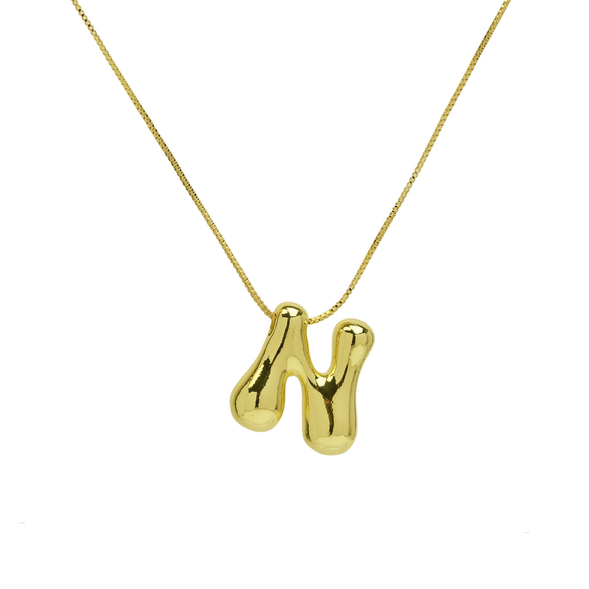 Virginia Bubble Initial Necklace - Letter N Necklace [PLR4X74R]