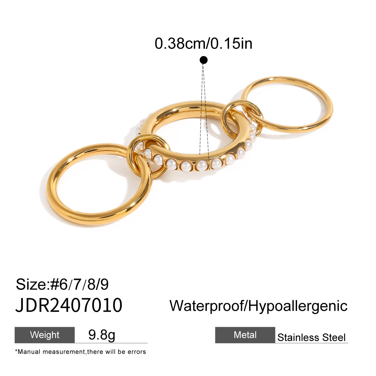 Graysen Pearl Diamond Bracelet Ring Set - JDR2407010-8 [SR3GRVRF]