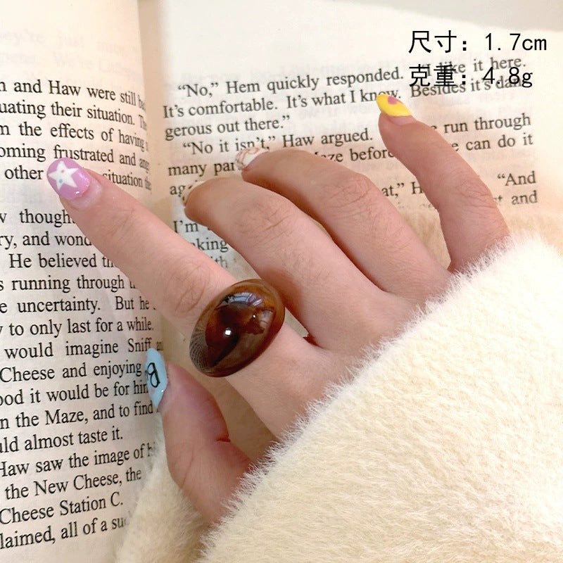 Damya Chunky Geometric Ring - Brown Opaque Ring [4ZKRY53K]