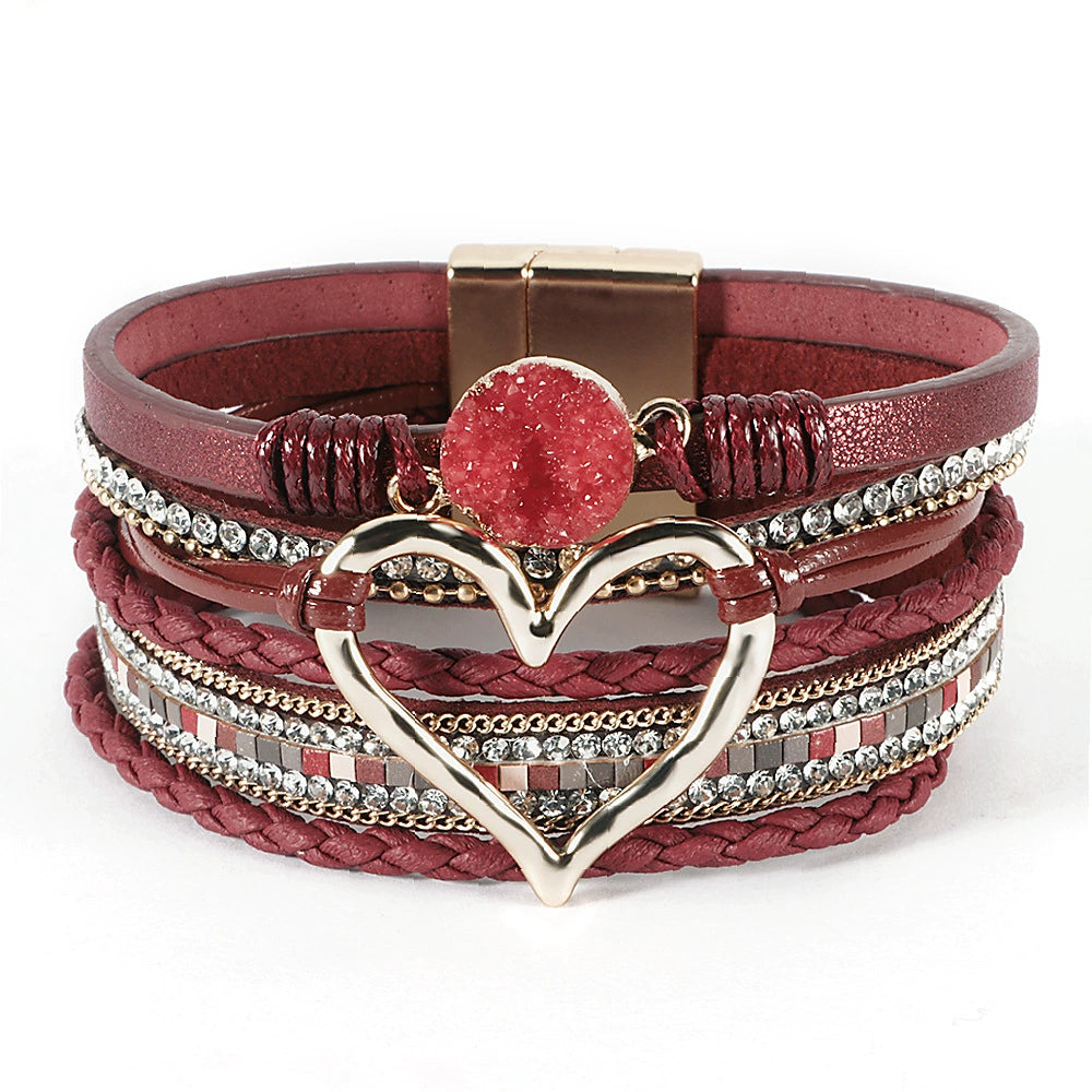 Ameera Braided Heart Bracelet - Wine Red Heart [5AADA9EZ]