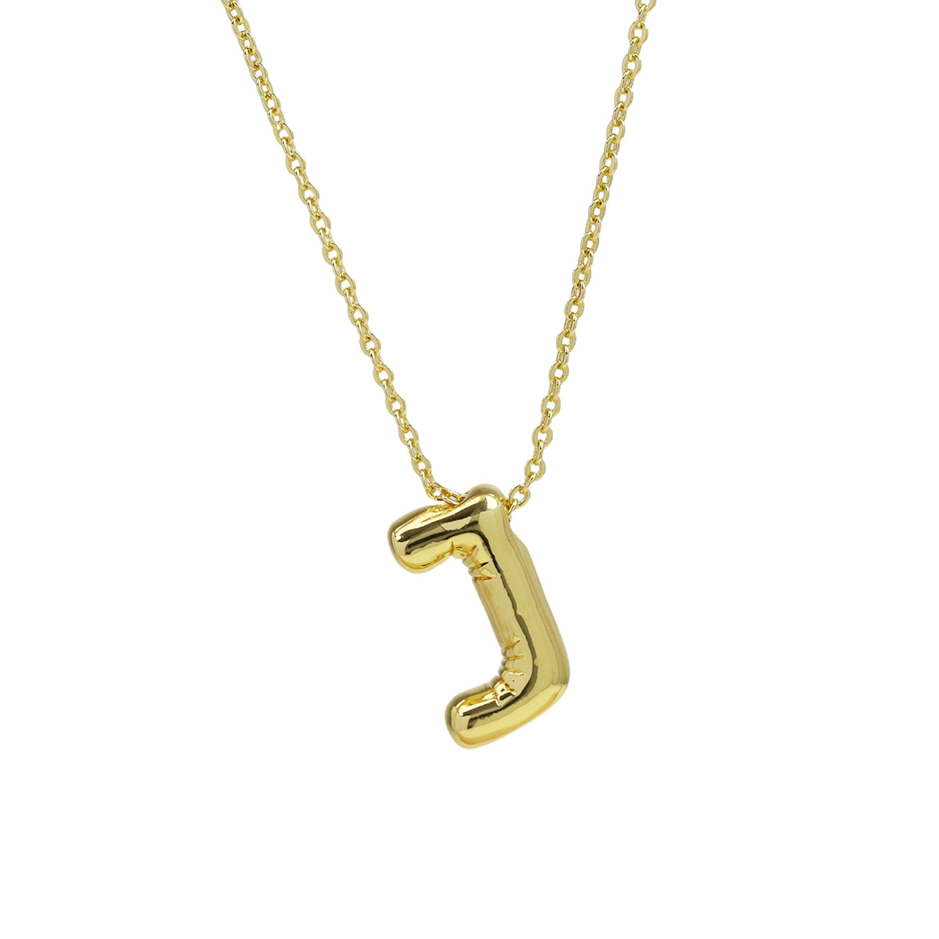 Saffron Puffy Initial Necklace - Letter J [FJL6WBZQ]