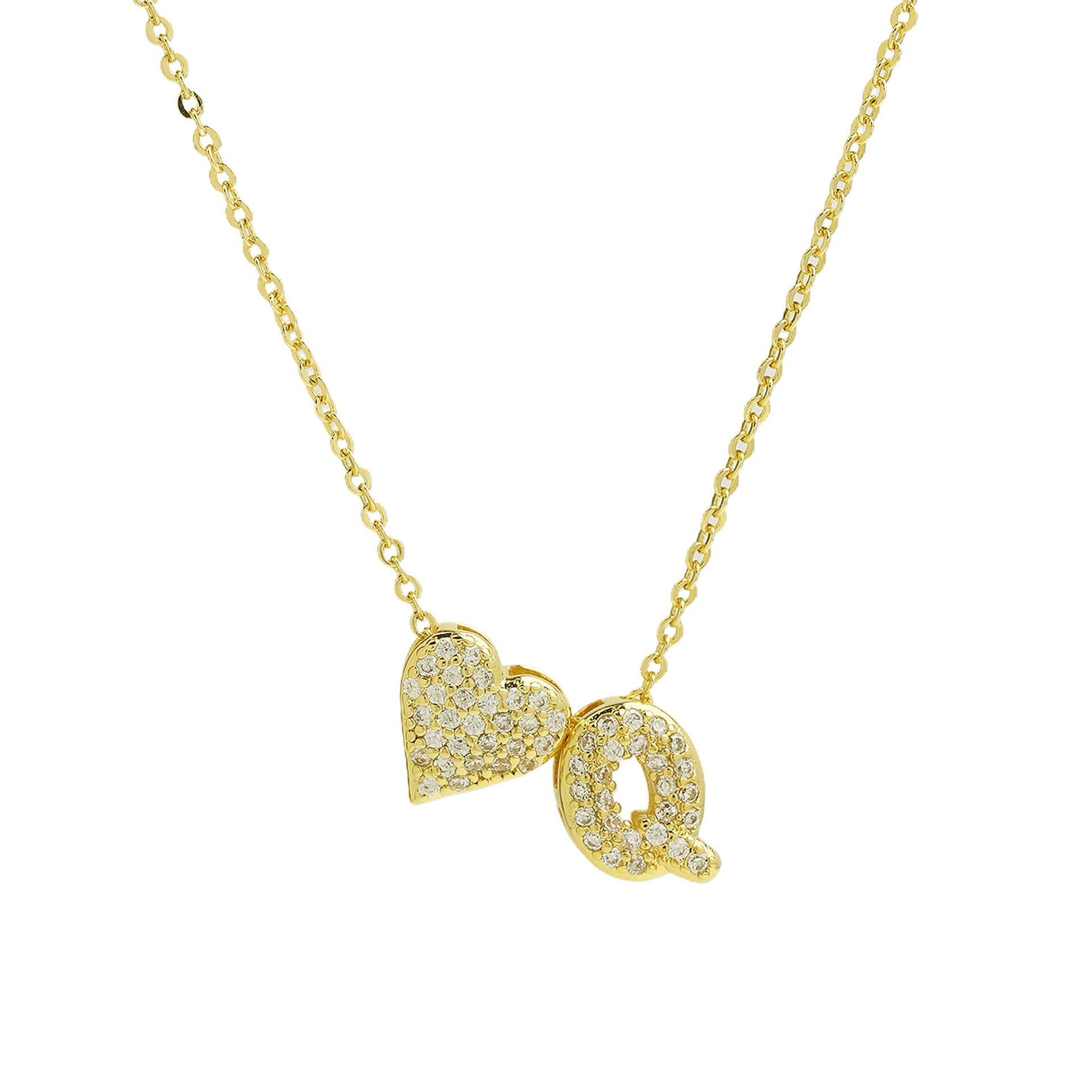 Riley Zircon Bubble Initial Necklace - Q Initial [Y1DANRDA]