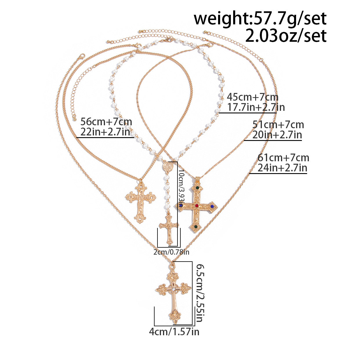 Cherry Men's Layered Cross Necklace - Gold [AC4SV5K1]