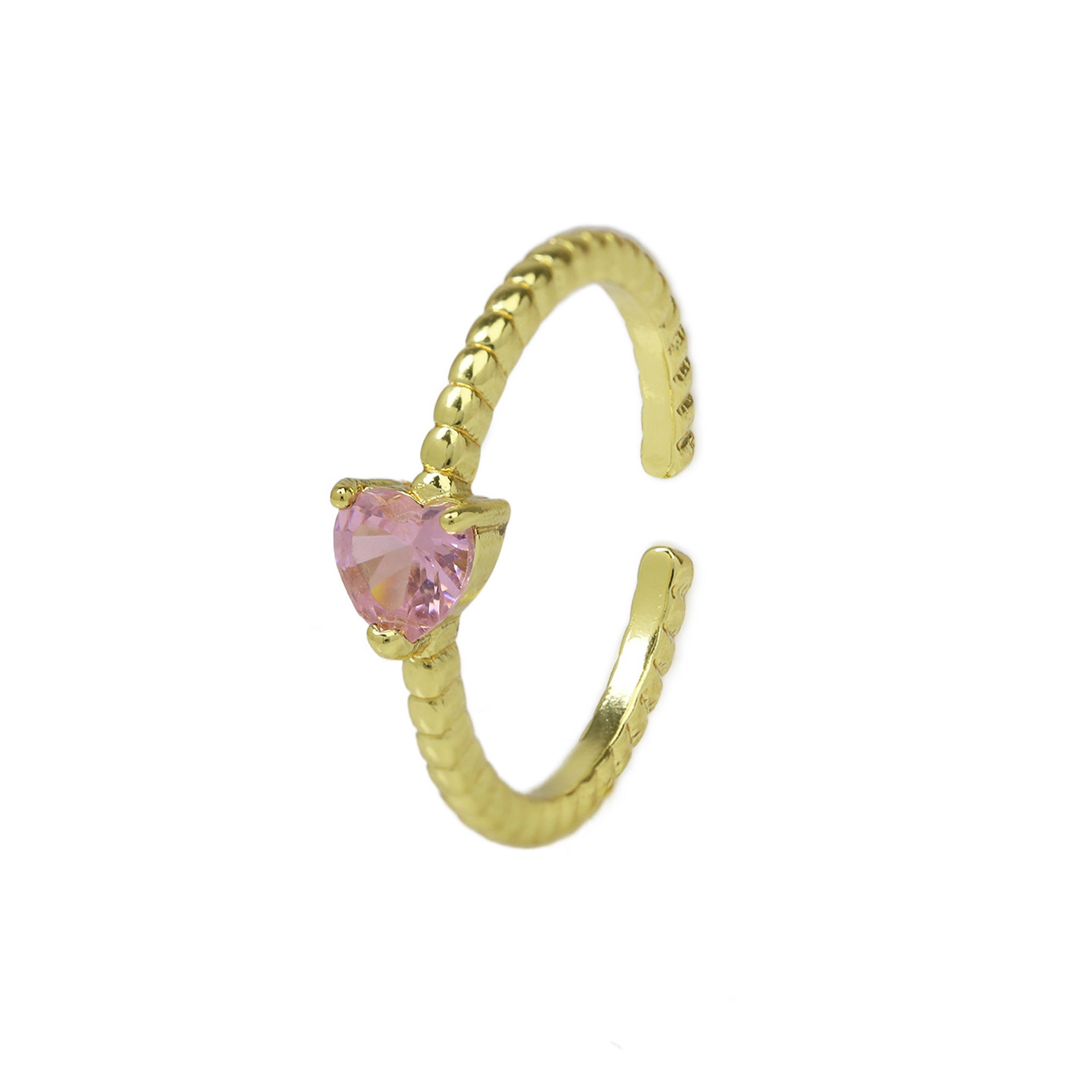 Teigan Heart Gemstone Open Ring - Pink Zircon [2X6BY54Q]