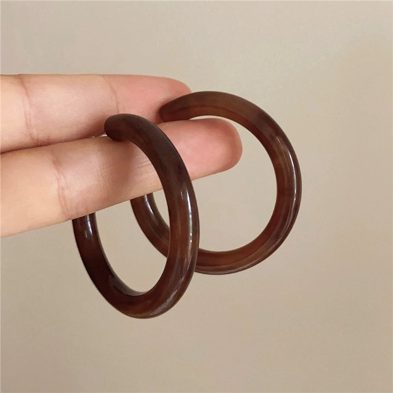 Melia Smudged C-Hoop Earrings - Coffee Brown [A8H7DA6P]