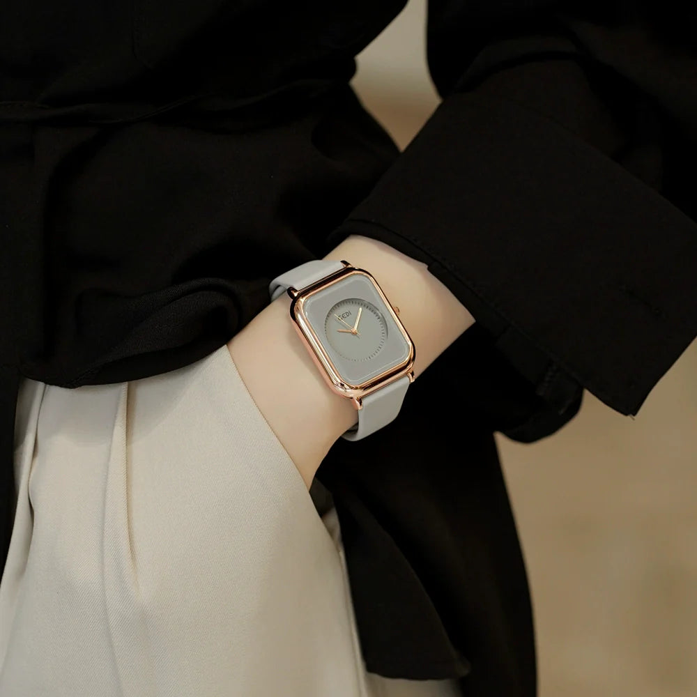 Nirvi Modern Rectangle Watch - Chic Grey