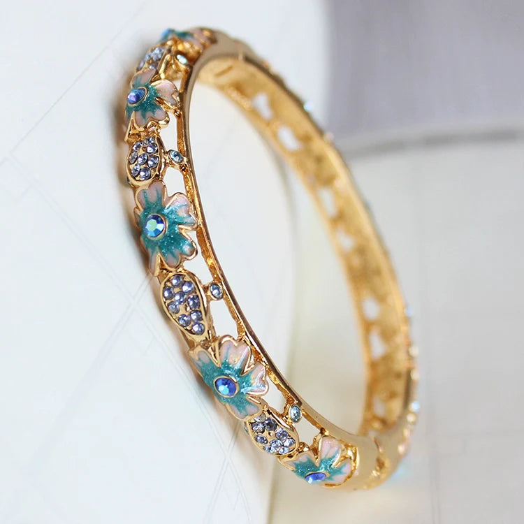 Joanne Filigree Crystal Bangle - Blue