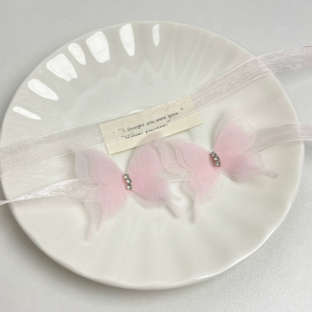 Kacey Butterfly Satin Choker - Pink [9D4BC4FV]