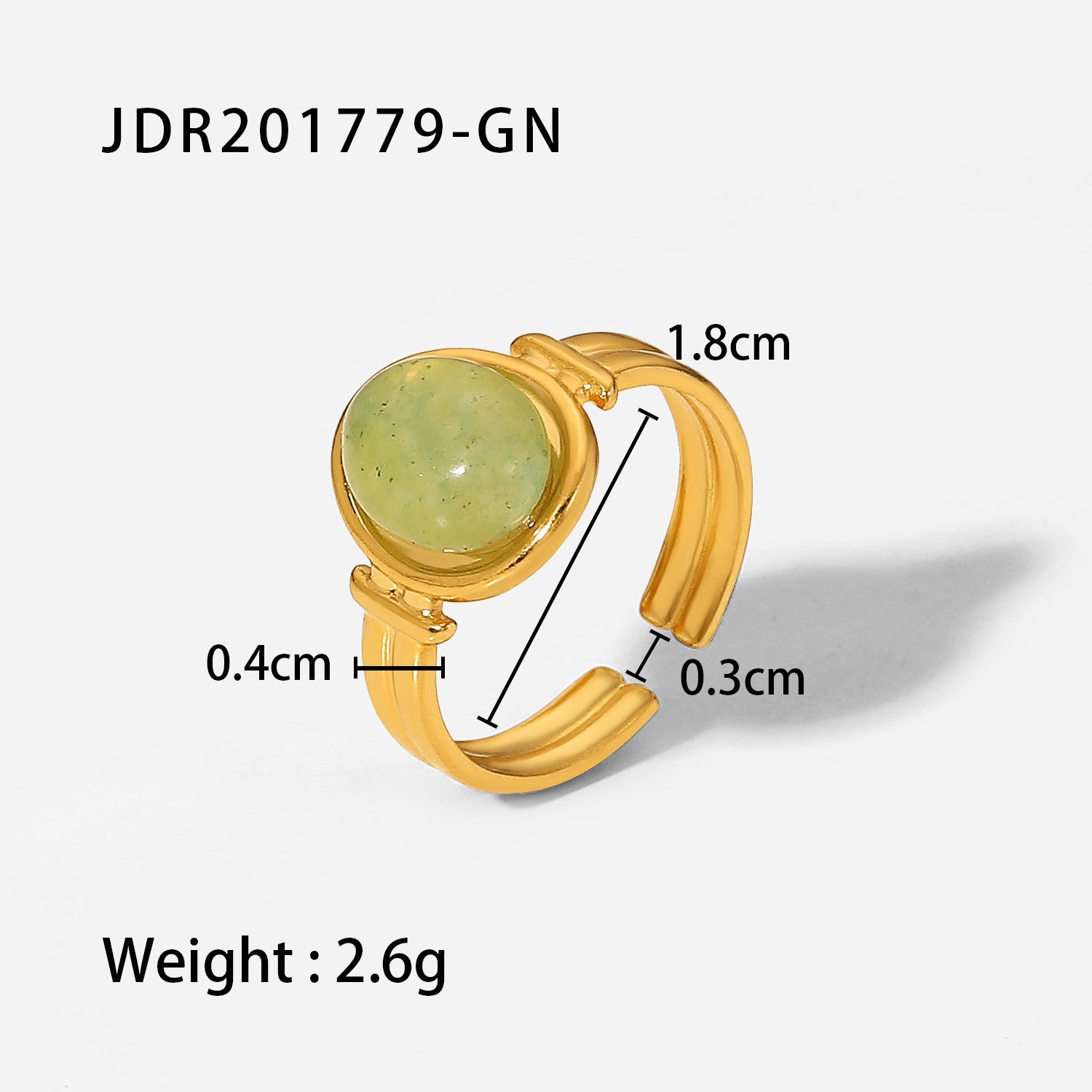 Milana Oval Open Ring - Green [M8NC8HRI]