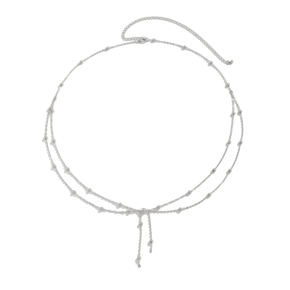 Sunshine Beaded Tassel Body Chain - Silver