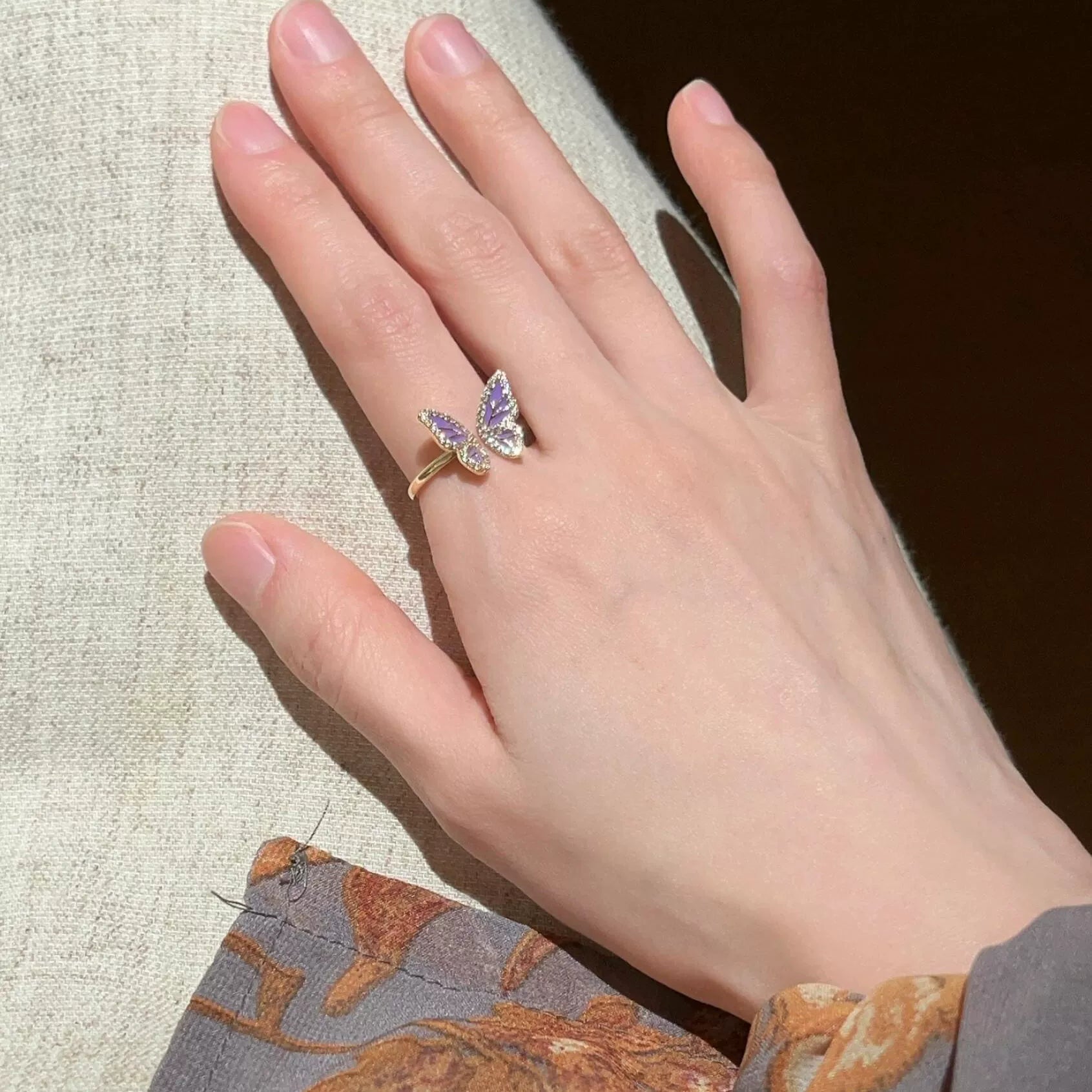 Stephanie Butterfly Enamel Ring - Purple Butterfly Ring
